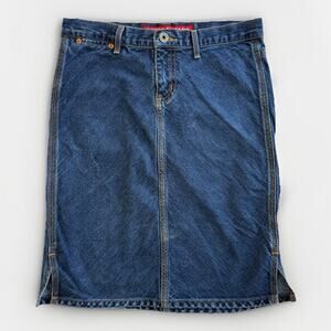 GUESS Vintage Y2K Denim Skirt Women 28 S/M Blue 2000s Knee Preppy Classic Prep